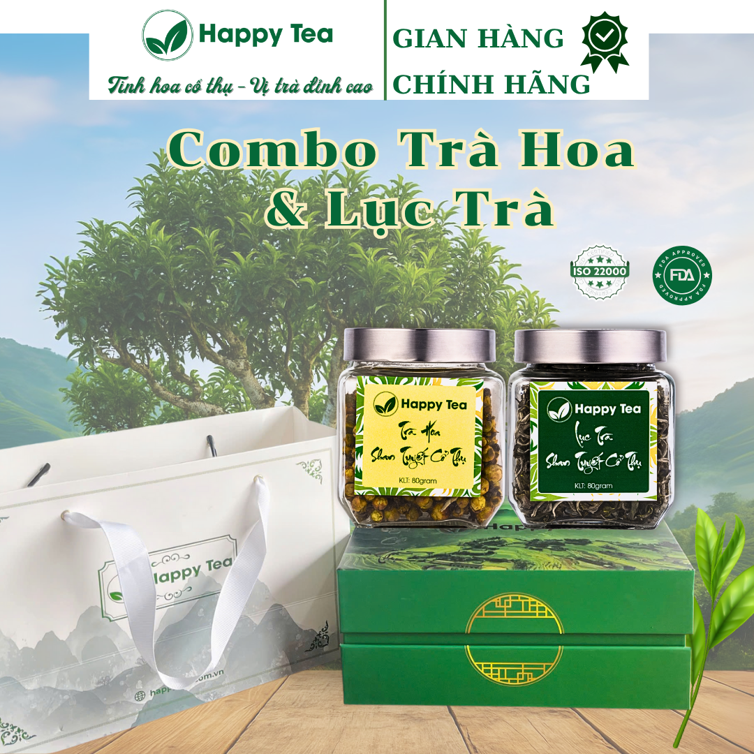 Combo Lục Trà Shan Tuyết 1 Tôm 1 Lá & Trà Hoa Shan Tuyết Cổ Thụ Hà Giang - Đỉnh Cao Trà Thượng Hạng Từ Happy Tea