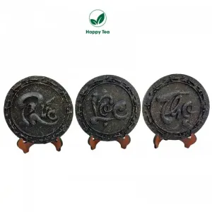 Bánh Trà Phổ Nhĩ Shan Tuyết Cổ Thụ Hà Giang In Hình Phúc Lộc Thọ _ Thu Hút Tài Lộc Phong Thủy