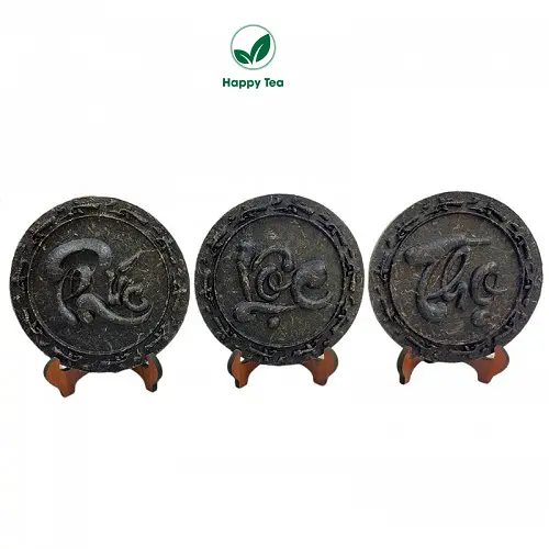 Bánh Trà Phổ Nhĩ Shan Tuyết Cổ Thụ Hà Giang In Hình Phúc Lộc Thọ _ Thu Hút Tài Lộc Phong Thủy