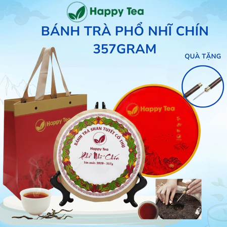 Trà Phổ Nhĩ Chín Bánh Trà 357gram – Shan Tuyết Hà Giang - Quà tặng Trà Thượng Hạng Shan Tuyết